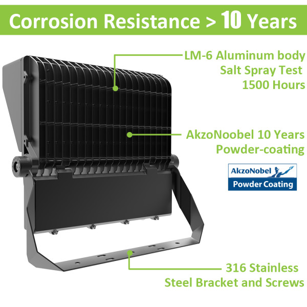 Corrosion Resistance 350W 500W 600W 140lm/w LED Flood Light High Post Stadium Light  - CE CB RoHs -10 Years Warranty