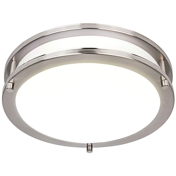 3-CCT Switchable Double Ring LED Flush Mount Ceiling Light Brushed Nickel Saturn Finish 10'' 15W -12'' 18W -14'' 24W -120V Dimmable - ETL FCC Energy Star