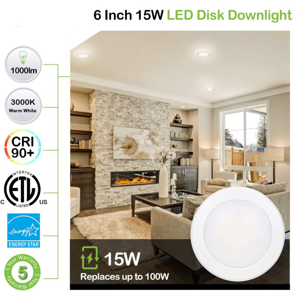 5/6''11W Integrated LED DISC Downlight-1050lm -ETL cETL Energy Star