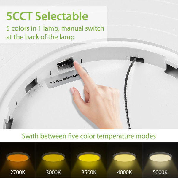 5-CCT Swithcable LUNA Series LED Flush Mount Ceiling Light Slim 0.94 Inch 9'' 18W -12'' 24W -16'' 36W -120V or 240V Dimmable - ETL FCC Energy Star CE Rhos