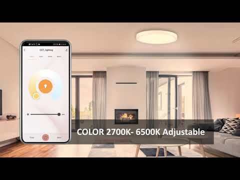 White and RGB Mood Light  WIFI Smart Ceiling Light - APP / Vioce / Remote Contorl -Work with Amazon Alexa, Google Assistant -100-240V -ETL cETL CE Rhos