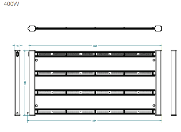 400W LED Grow Light PPE>2.8 with internal Driver 100-277V/347V CE ETL cETL DLC Listed