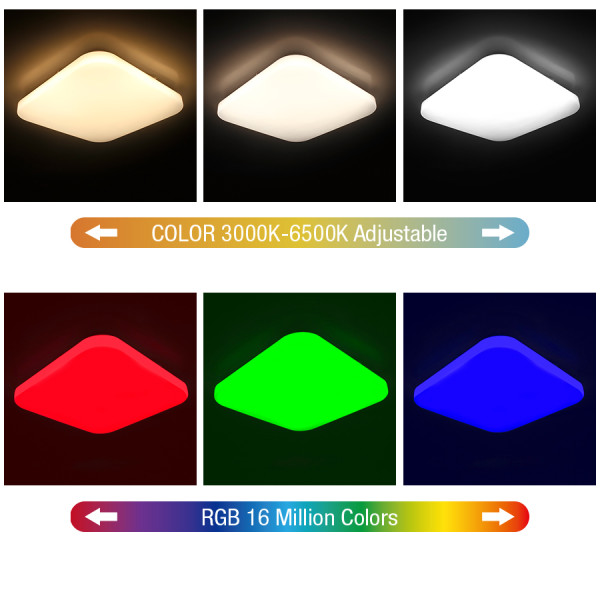 White and Color Ambiance by Remote Control /Switch LED Ceiling Light - 330x330mm 24W CE Rohs