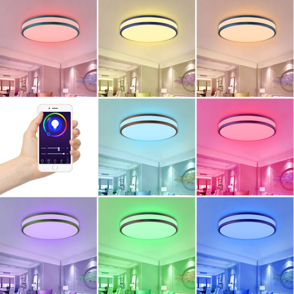 White and Color Ambiance WIFI Smart LED Ceiling Light -APP /Vioce Control -Work with Amazon Alexa, Google Assistant -120V -ETL cETLWIFI Smart LED Ceiling Light  -ETL cETL