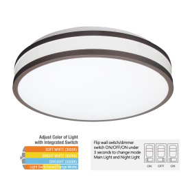 3-CCT Swithchable LED Flush Mount Ceiling Light Oil Rubbed Bronze Finish 13'' 20W -16'' 28W -120V Dimmable - ETL FCC Energy Star