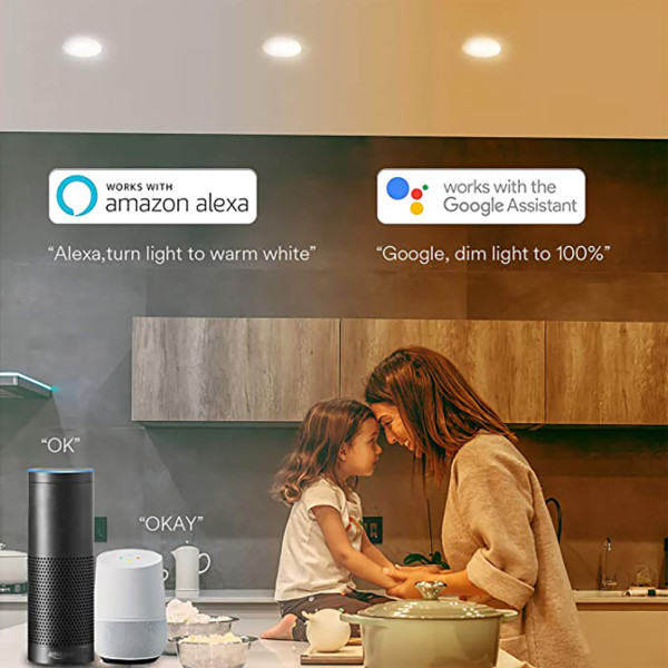 White and Color Ambiance WIFI Smart Ultra-thin Canless LED Recessed Downlight -APP /Vioce Control-Work with Amazon Alexa, Google Assistant  -ETL cETL Energy Star