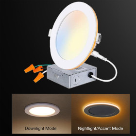 4'' 6'' 8'' with 2000K Nightlight Ultra-thin Canless LED Recessed Downlight 4inch-10W 6inch-14W  8inch-25W-ETL cETL Energy Star