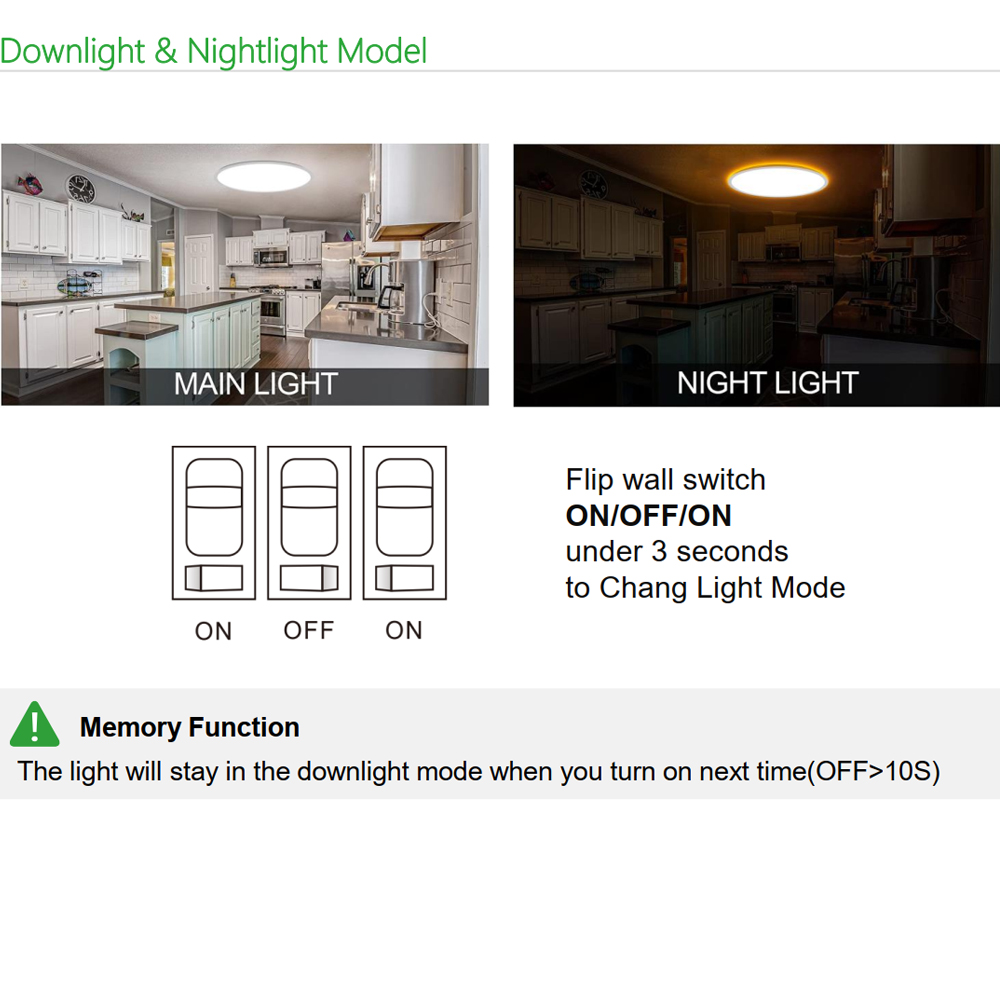 Roomratv Flush Mount Light Fixture With Remote Control, 2000K Night - View #9