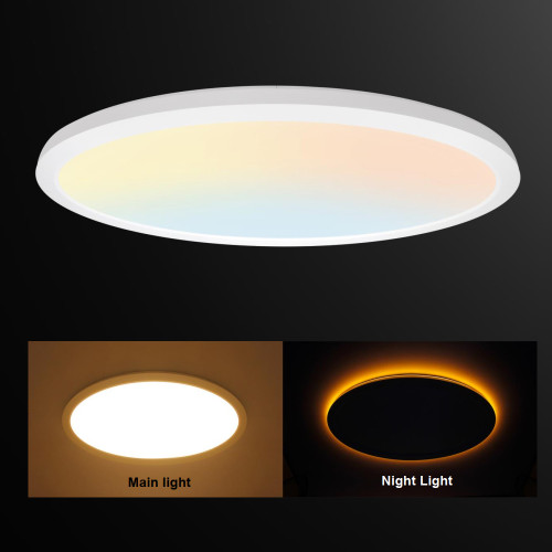 OVAL 32'' with 2000K Nightlight Surface Mount Ceiling Light Panel light 38W+4W -120V or 240V Dimmable - ETL FCC Energy Star CE RoHs