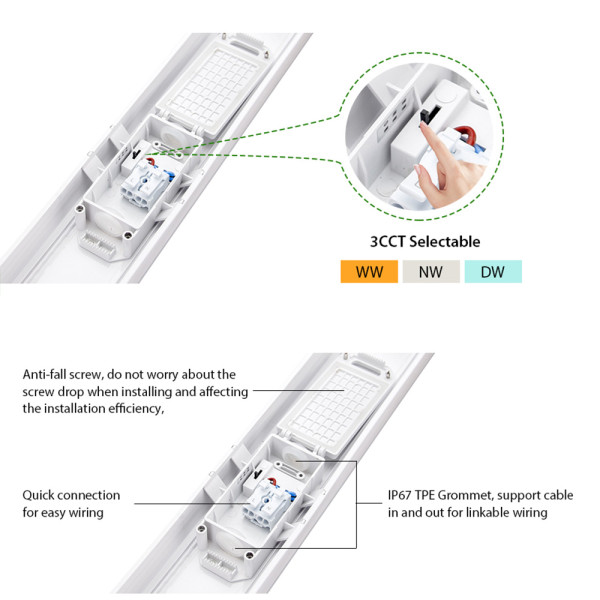 Eco LED Tri-proof Light Vapor Tight Fixture 600mm 20W -1200mm 40W  1500mm 60W  -CE, Rohs,CB,SAA