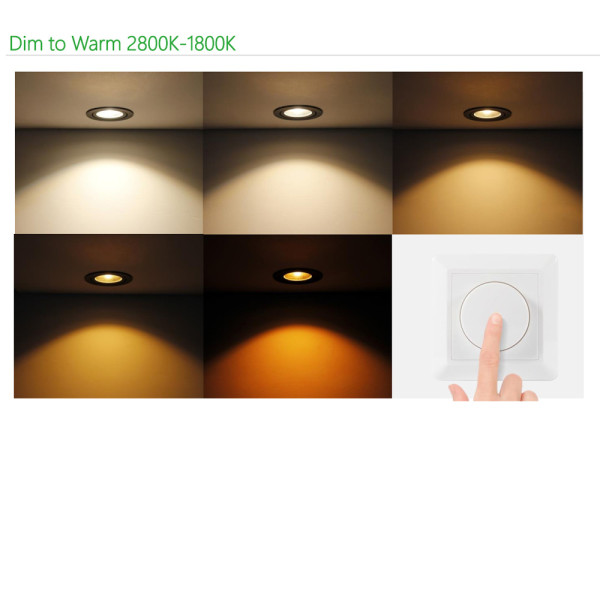 Dim to warm 1800K-2800K LED Downlight 85mm size 75mm Cut-out  5W-400lm 7W 750lm 200-240V Triac Dim,CE, Rohs, 5 Years Warranty