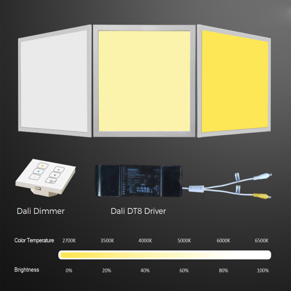DALI DT8(Tunnable White 2700K-6500K)LED Panel Light -27W 30W 36W 40W 130lm/w CRI85 SDCM3 -CE TUV-GS SAA -5 Years Warranty