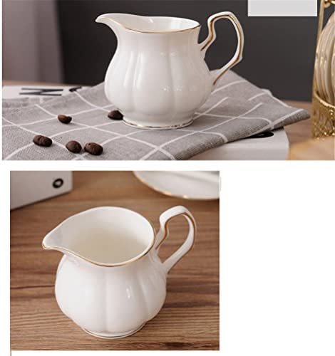 ufengke 15 Pieces Simple White English Ceramic Tea Sets,Tea Pot,Bone China Cups with Metal Holder Matching Spoons,Afternoon Tea Set Service Coffee Set