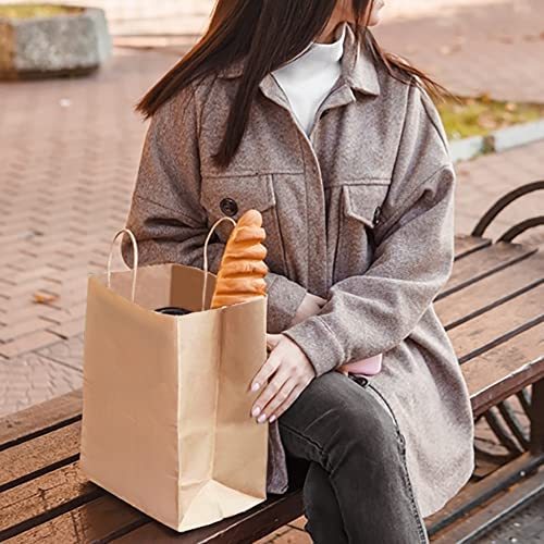 Paper Bags Bulk with Handles 8 X 4.5 X 10.5 [100 Bags]. Ideal for Shopping, Packaging, Retail, Party, Craft, Gifts, Wedding, Recycled, Business, Goody and Merchandise Kraft ag