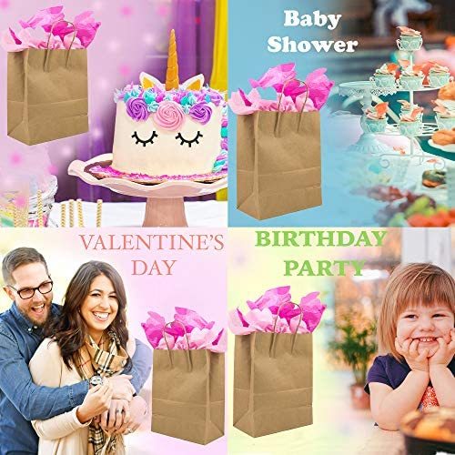 Paper Bags Bulk with Handles 8 X 4.5 X 10.5 [100 Bags]. Ideal for Shopping, Packaging, Retail, Party, Craft, Gifts, Wedding, Recycled, Business, Goody and Merchandise Kraft ag
