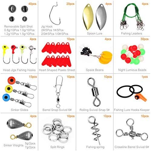 Fishing Accessories Kit【188PCS】 Set with Tackle Box, Including Pliers, Jig Hooks, Bullet Bass Casting, Swivels Snaps, Sinker Sliders, Line Beads, Sinker Weights, Split Rings, Fishing Leaders.