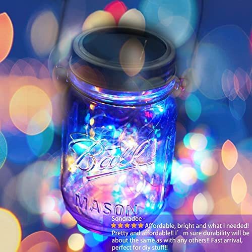 GONIMY Solar Mason Jar String Lights Lid, [Upgraded] 9 Pack 20 Led Antirust Waterproof Fairy Firefly Jar Lids Lights with 9 Hangers (Jars Not Included) for Patio Garden Wedding (Multi-Colored(Pink))
