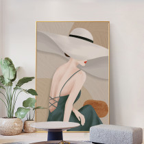 Abstract modern living room decoration painting, sofa background wall, floor to ceiling painting, artistic figures, luxurious entrance texture, and hanging painting