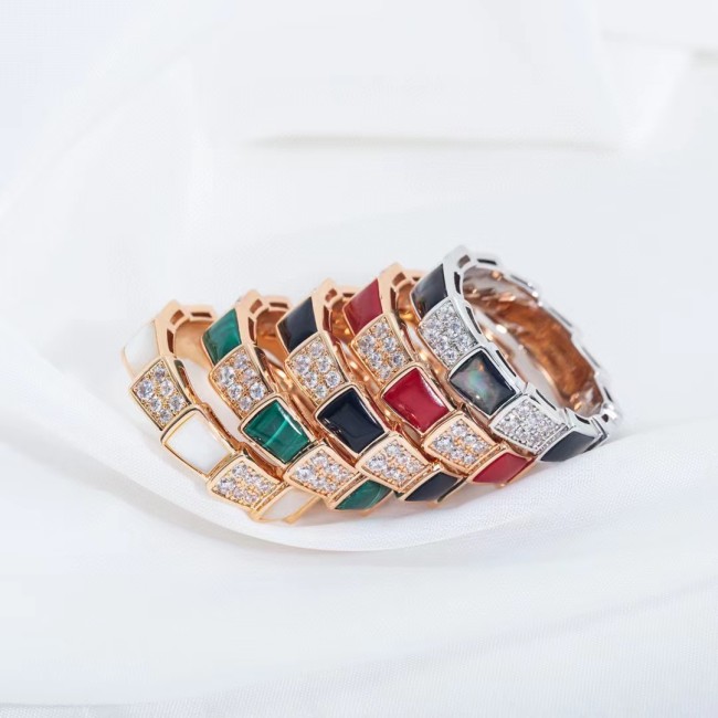 Multicolor gem snake ring