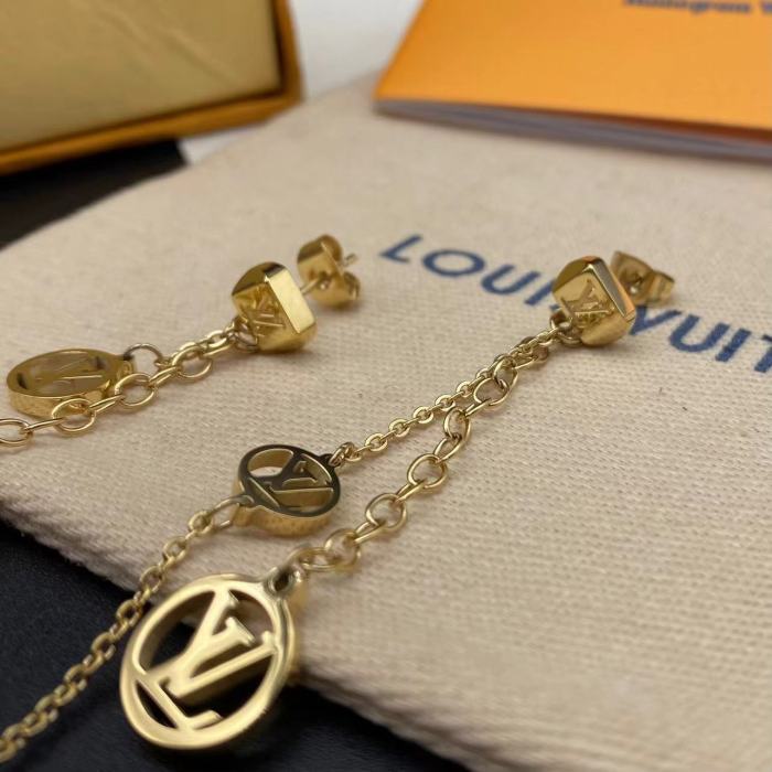 Gold flower three-dimensional Pendant Long chain earrings earrings