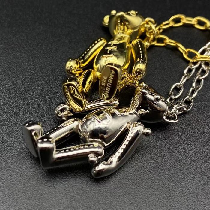 Sterling silver 925 gold-plated bear necklace