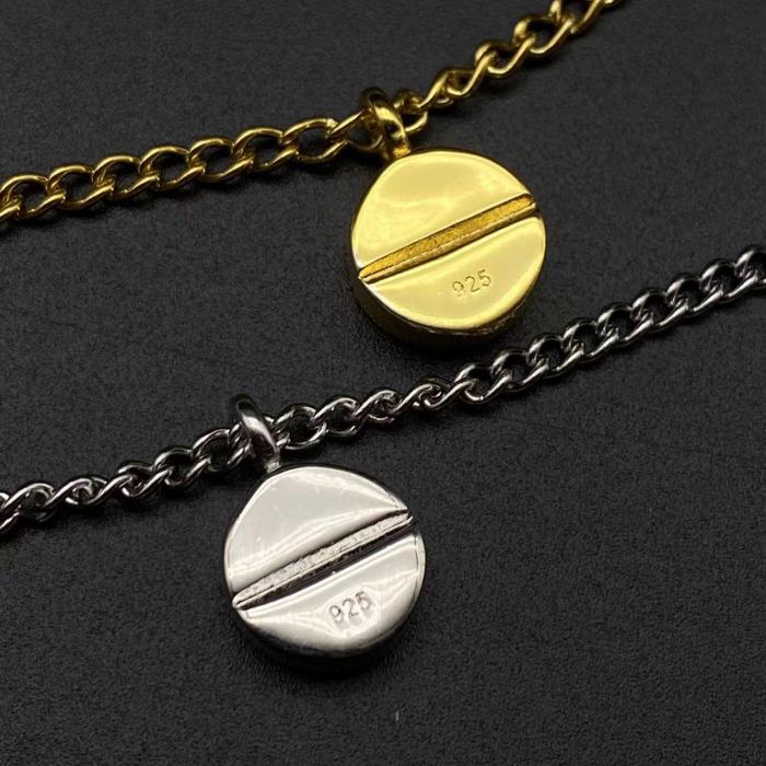 Sterling Silver 925 Gold Plated Classic Pill Necklace