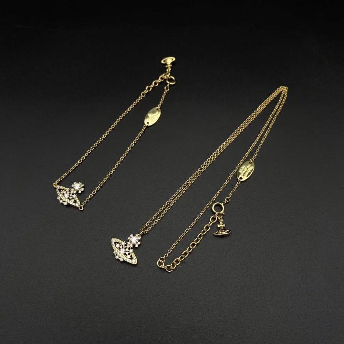 S925 Snow Saturn Bracelet/Necklace Gold