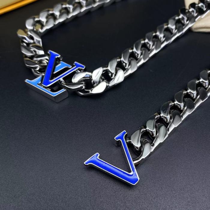 Blue logo bracelet necklace