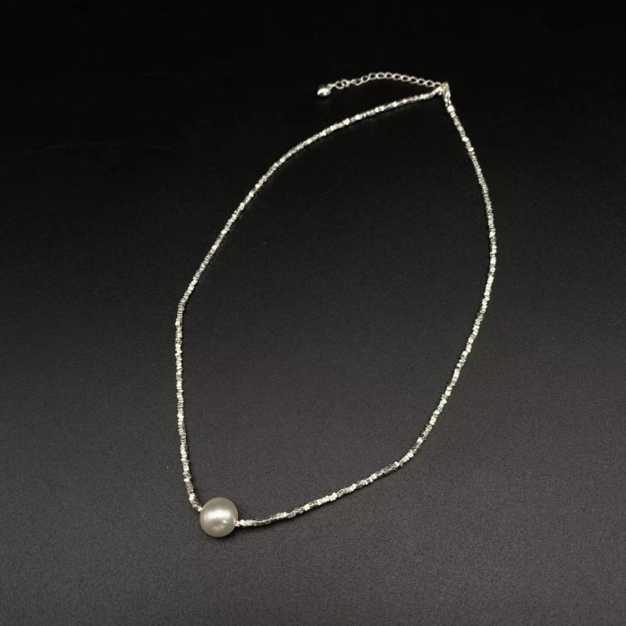 Single pearl silver necklace bracelet