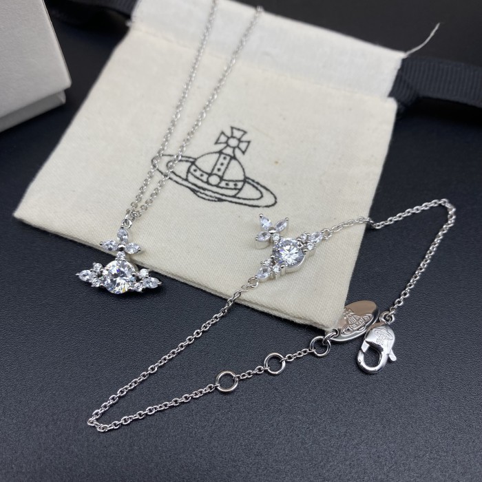 Full Diamond Flower Necklace/Bracelet