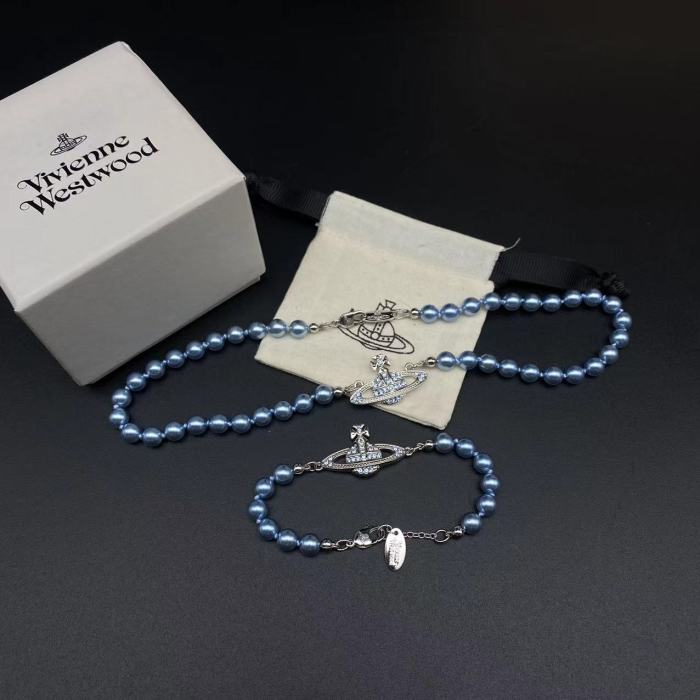 Blue Saturn Pearl Bracelet/Necklace