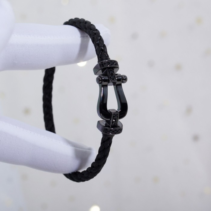 Large logo black nylon rope bracelet