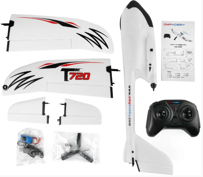 OMPHOBBY T720 RC Plane RTF 6-Axis Gyro Stabilizer RC Airplane With Normal Flight Mode One-button Start Aerobatic Flight Mode Beginners RC Planes
