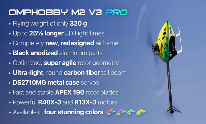 OMPHOBBY 3D Helicopter M2 V3 PRO - Commencing Pre - sales