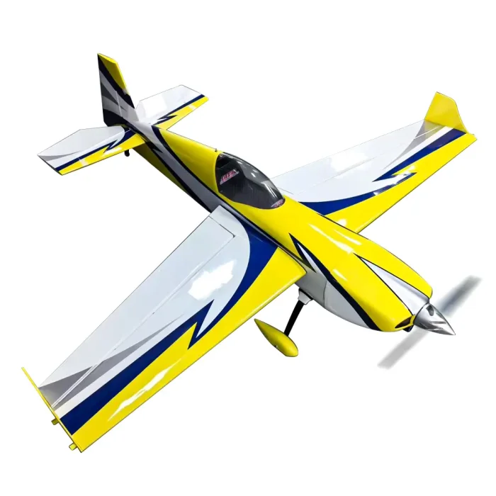 OMPHOBBY 70E Edge 540 v2 balsa 3D airplane - yellow color scheme, top view