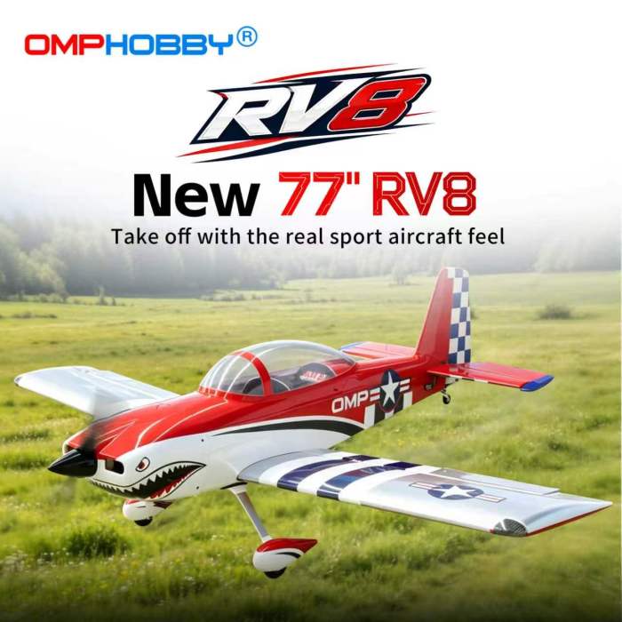 OMPHOBBY 77”  RV-8 Balsa Sport Scale RC Airplane – ARF/PNP