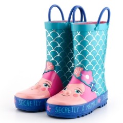 KomForme Kids Girl Rain Boots Blue mermaid