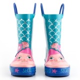 KomForme Kids Girl Rain Boots Blue mermaid