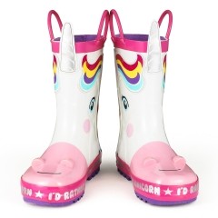 Kids Girl Rain Boots White pony unicorn