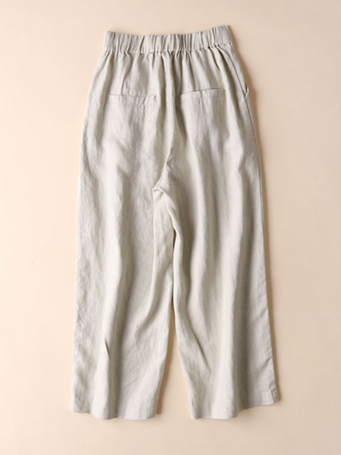 Plus Size Solid Casual Linen Loose Pants