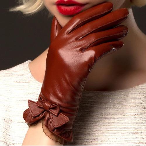 Women Leather Glove Thermal Winter Driving Keep Warm