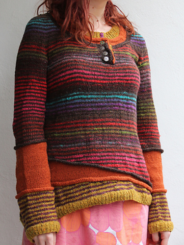 Color-Block Striped Long Sleeve Wool Blend Sweaters