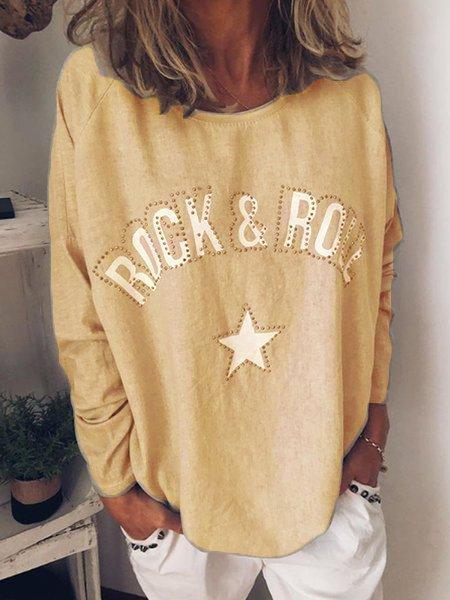 Round Neck Long Sleeve Letter Shirts & Tops