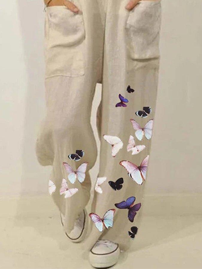 Colorful Butterflies Print Straps Casual Jumpsuit For Women