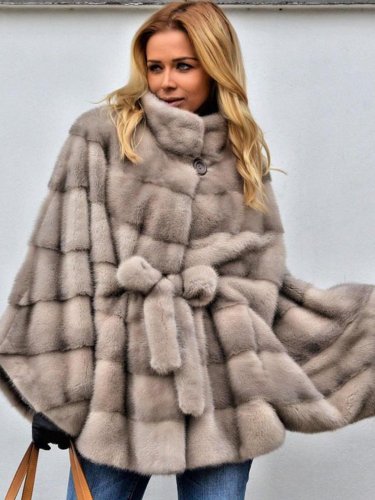 Plus Size Bats Sleeveless Faux Fur Leather Winter Parka Coat