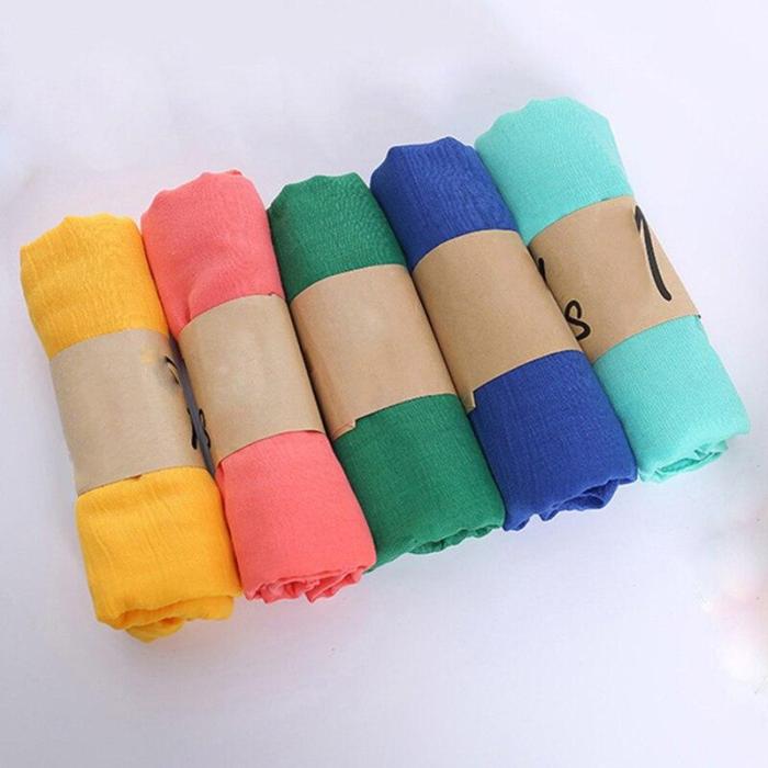 2018 Fashion Soft Cotton Linen Hijabs Muslim Islamic Sky Blue Scarf Women Scarves Solid Color Summer Ladies Voile Large Wraps