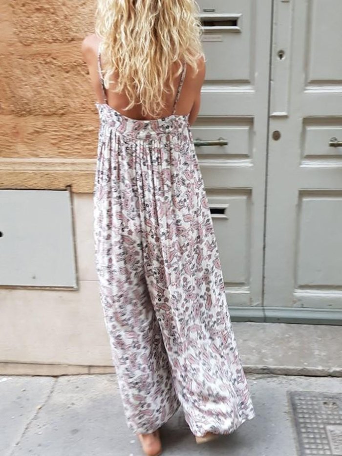 White Floral Casual Pants