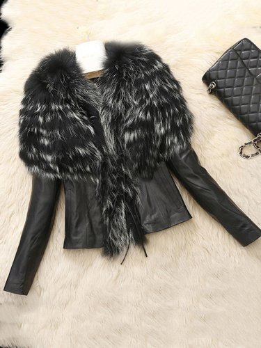 Paneled Long Sleeve Faux Fur Coat