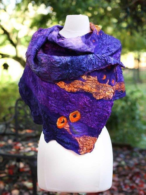 Purple Cotton-Blend Vintage Scarves