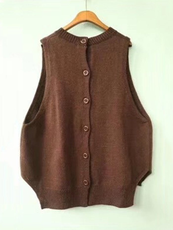 Coffee Casual Buttoned Tanks & Cami